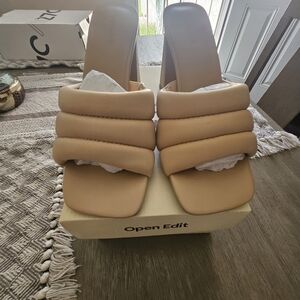 Open Edit Women's Cream Mules